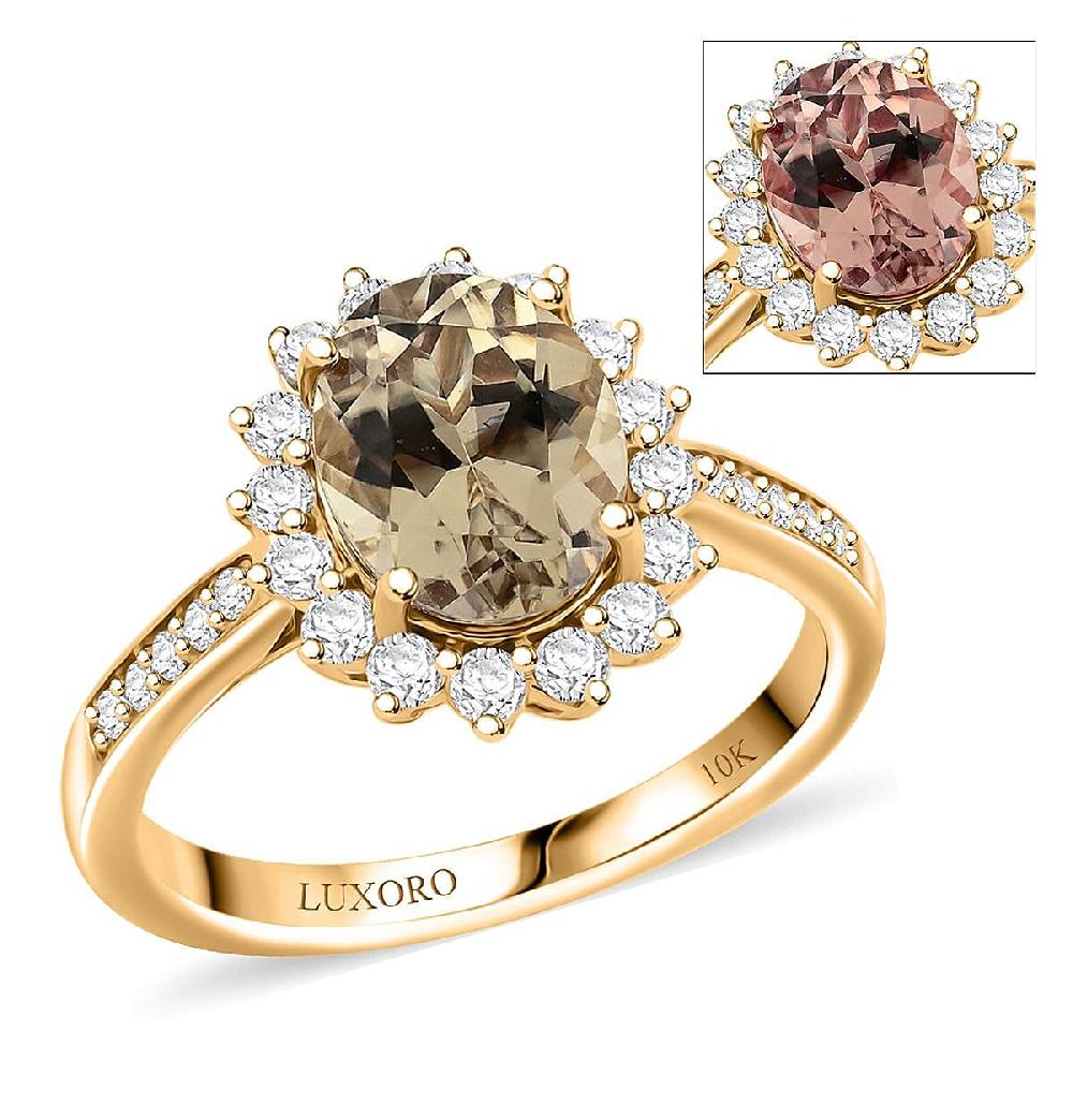 Certified & Appraised Luxoro AAA Turkizite and G-H I2 Diamond 2.50 ctw Ring in 10K Yellow Gold