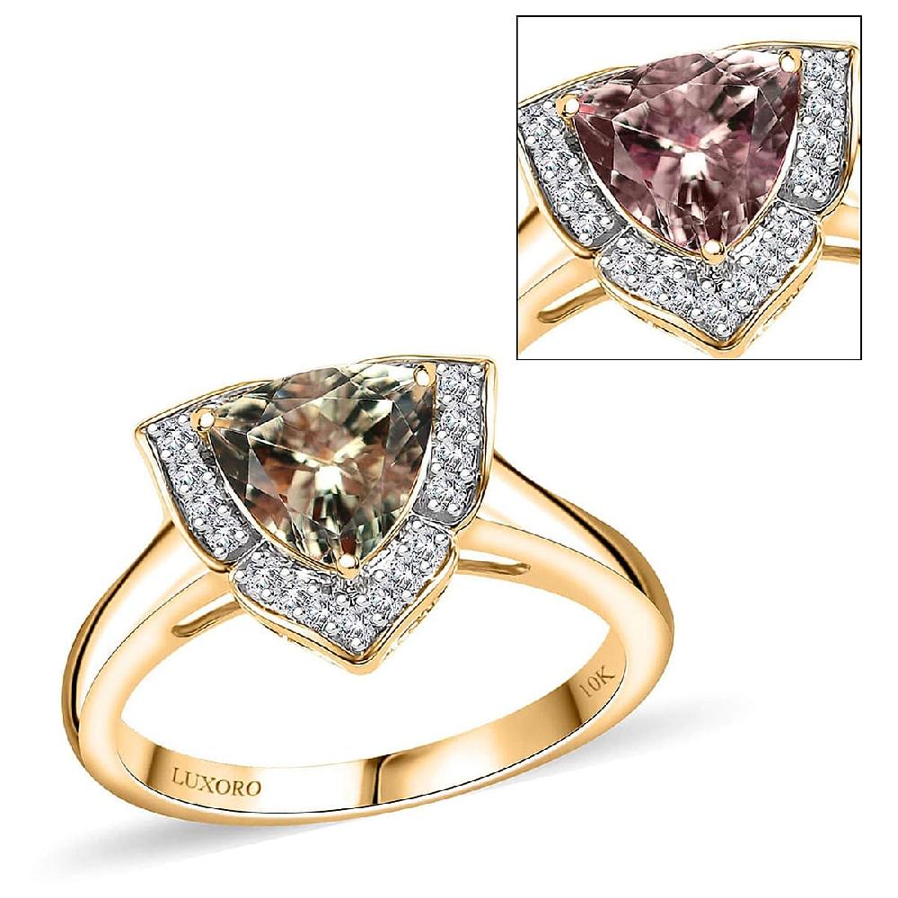Certified & Appraised Luxoro AAA Turkizite and G-H I2 Diamond 2.38 ctw Ring in 10K Yellow Gold 4.27 Grams