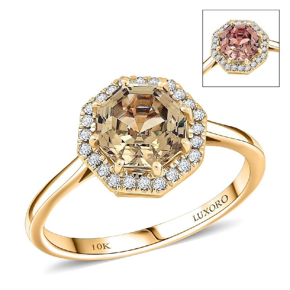 Certified & Appraised Luxoro AAA Turkizite and G-H I2 Diamond 2.60 ctw Ring in 10K Yellow Gold