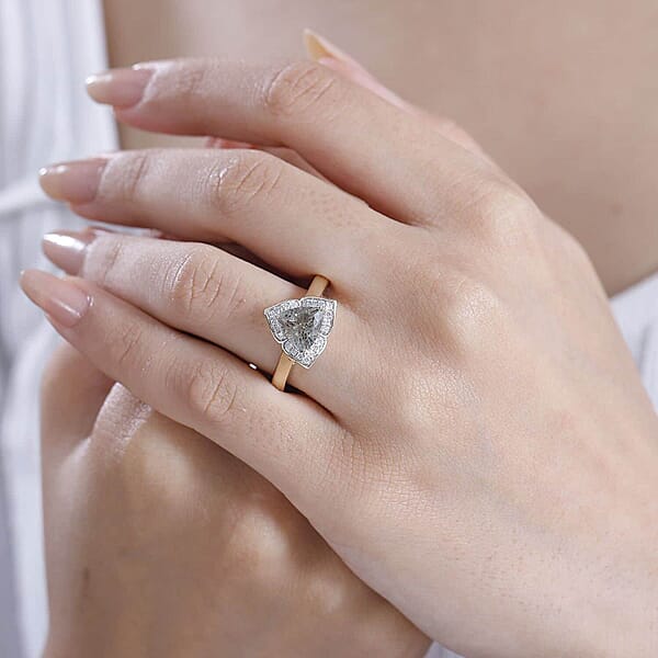 Certified & Appraised Luxoro AAA Turkizite And G-H I2 Diamond 2.38 Ctw Ring In 10K Yellow Gold 4.27 Grams