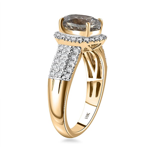 Certified & Appraised Luxoro AAA Turkizite And G-H I2 Diamond 3.00 Ctw Ring In 10K Yellow Gold 4.25 Grams