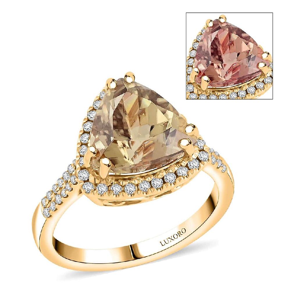 Certified & Appraised Luxoro AAA Turkizite and G-H I2 Diamond 4.50 ctw Ring in 10K Yellow Gold