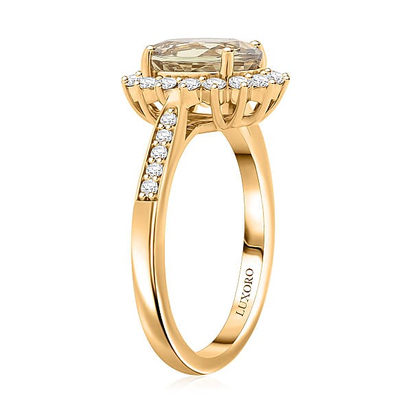 Certified & Appraised Luxoro AAA Turkizite And G-H I2 Diamond 2.50 Ctw Ring In 10K Yellow Gold
