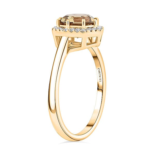 Certified & Appraised Luxoro AAA Turkizite And G-H I2 Diamond 2.60 Ctw Ring In 10K Yellow Gold