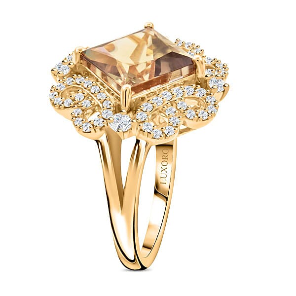 Certified & Appraised Luxoro AAA Turkizite And I2 Diamond 4.75 Ctw Ring In 14K Yellow Gold 6.35 Grams