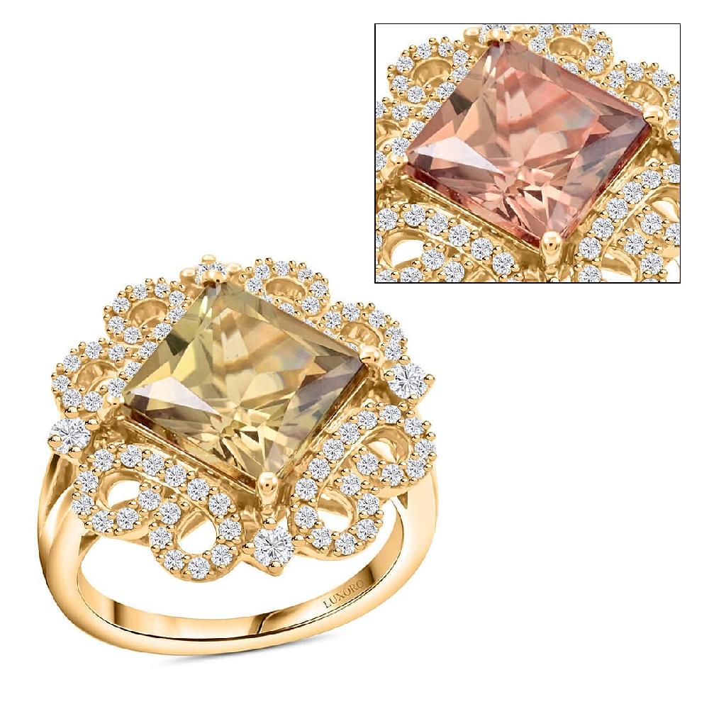 Certified & Appraised Luxoro AAA Turkizite and I2 Diamond 4.75 ctw Ring in 14K Yellow Gold 6.35 Grams