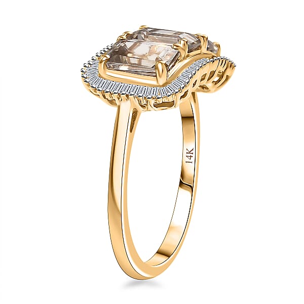 Certified & Appraised Luxoro AAA Turkizite And I2 Diamond 3.85 Ctw Ring In 14K Yellow Gold (Del. In 12-15 Business Days)