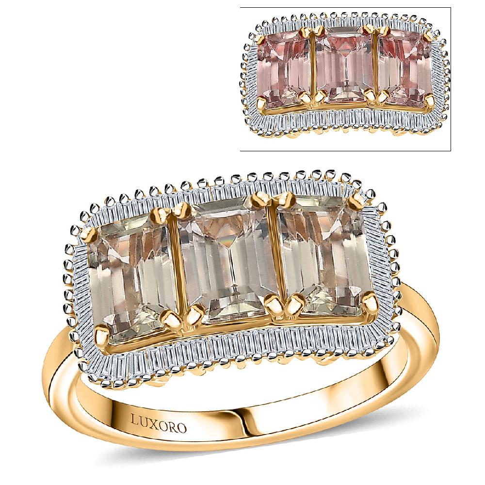 Certified & Appraised Luxoro AAA Turkizite and I2 Diamond 3.85 ctw Ring in 14K Yellow Gold (Del. in 12-15 Business Days)