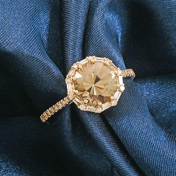 Certified & Appraised Luxoro AAA Turkizite And White Diamond I2 3.50 Ctw Ring In 14K Yellow Gold
