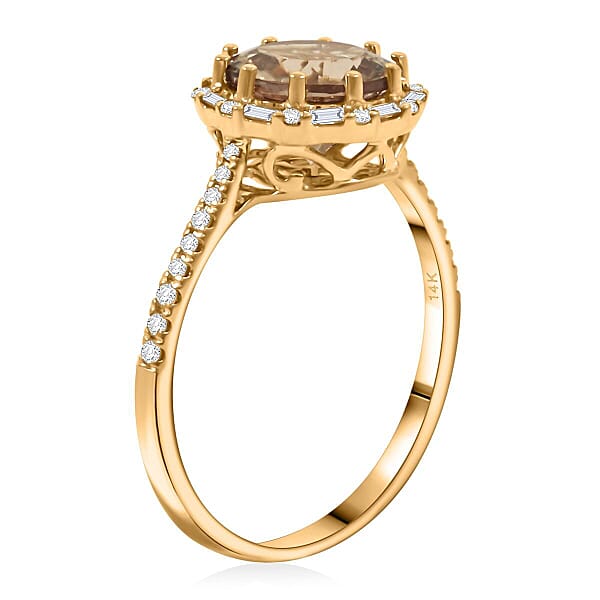 Certified & Appraised Luxoro AAA Turkizite And White Diamond I2 3.50 Ctw Ring In 14K Yellow Gold