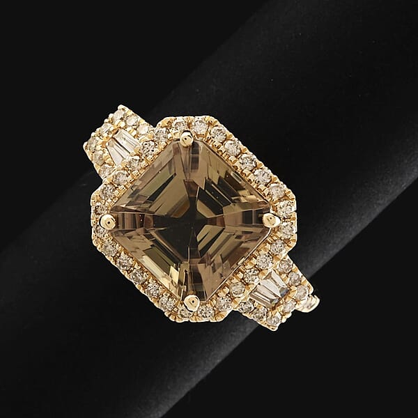 Certified & Appraised Luxoro AAA Turkizite Diamond G-H I2 5.00 Ctw Ring In 14K Yellow Gold