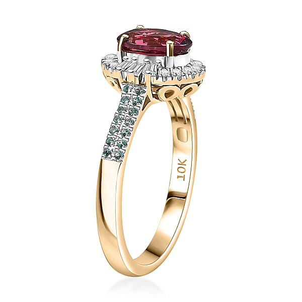 Certified & Appraised Luxoro AAAA Ouro Fino Rubellite Paraiba Tourmaline And I2 Diamond 2.30 Ctw Ring In 10K Yellow Gold