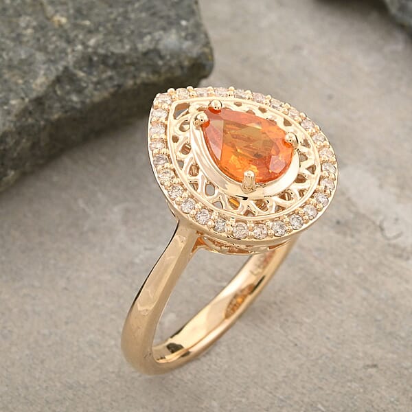 Certified & Appraised Luxoro AAAA Outomongu Spessartite And G-H I2 Diamond 1.60 Ctw Ring In 10K Yellow Gold 4.09 Grams