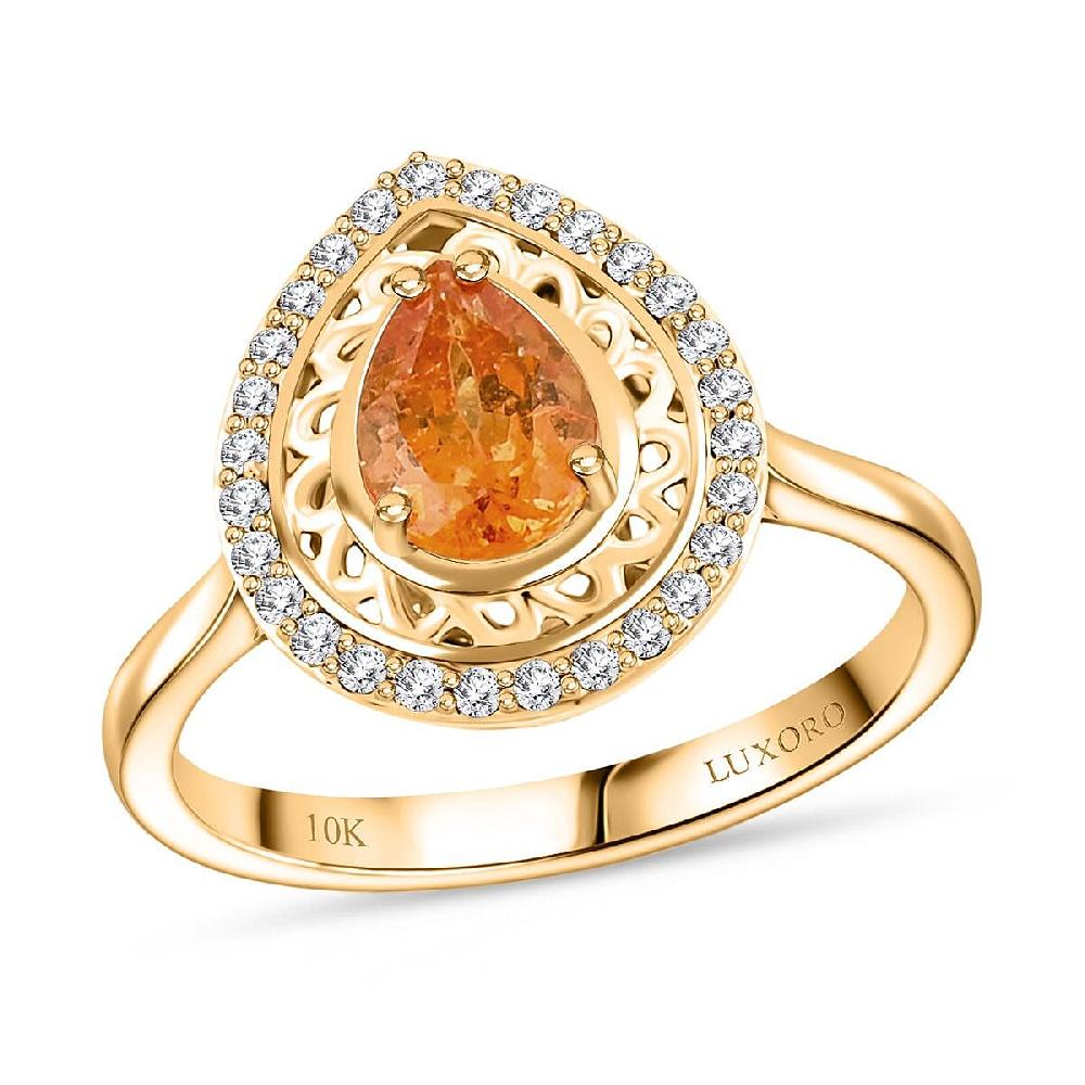 Certified & Appraised Luxoro AAAA Outomongu Spessartite and G-H I2 Diamond 1.60 ctw Ring in 10K Yellow Gold 4.09 Grams