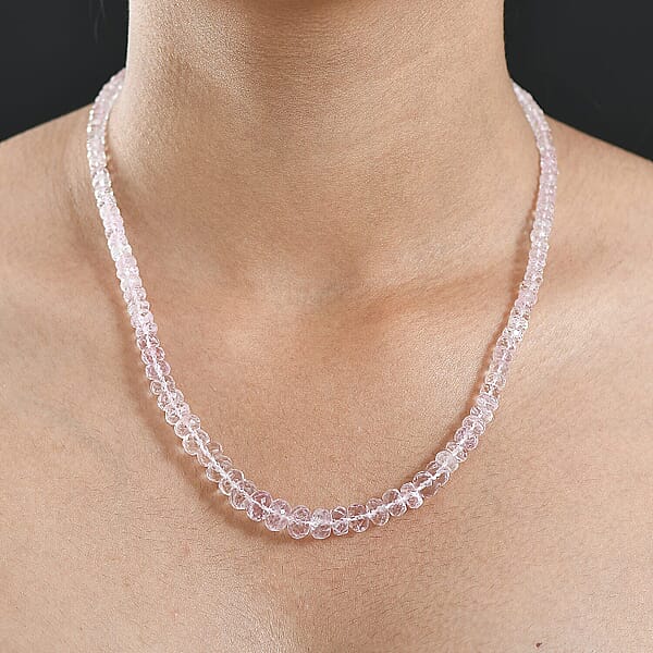 Certified & Appraised Luxoro Palmeiras Pink Morganite Beaded Graduated 110 Ctw Necklace 18-20 Inches In 14K Rose Gold