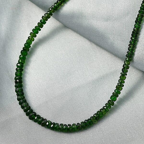 Certified & Appraised Luxoro Premium Chrome Diopside Beaded Graduated 110.00 Ctw Necklace 18-20 Inches In 10K Yellow Gold