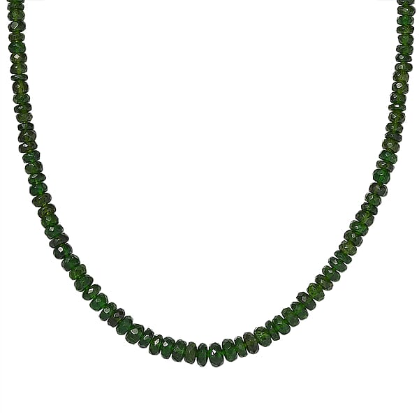 Certified & Appraised Luxoro Premium Chrome Diopside Beaded Graduated 110.00 Ctw Necklace 18-20 Inches In 10K Yellow Gold