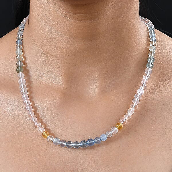 Certified & Appraised Luxoro Premium Multi Beryl 90.00 Ctw Beaded Graduated Necklace In 14K Yellow Gold 18-20 Inches