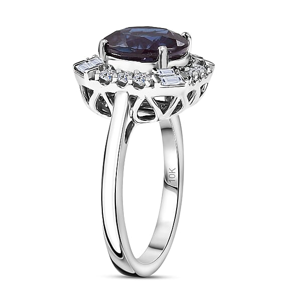 Certified & Appraised Luxuriant AAA Lab Grown Alexandrite And Diamond G-H SI 5.57 Ctw Ring In 10K White Gold