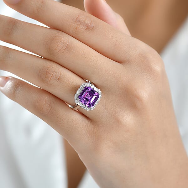 Certified & Appraised Luxuriant AAA Lab Grown Purple Sapphire And Diamond G-H SI 7.00 Ctw Ring In 10K White Gold