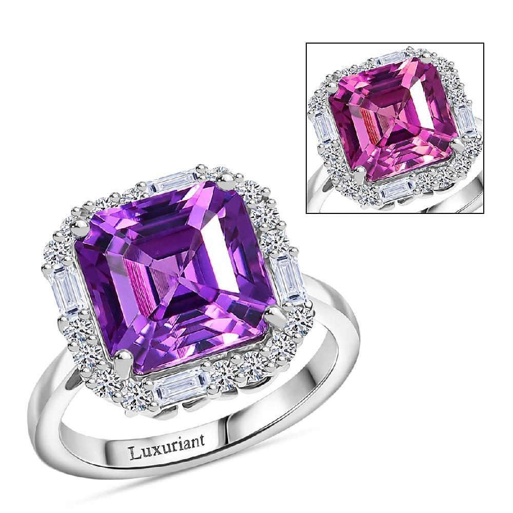 Certified & Appraised Luxuriant AAA Lab Grown Purple Sapphire and Diamond G-H SI 7.00 ctw Ring in 10K White Gold
