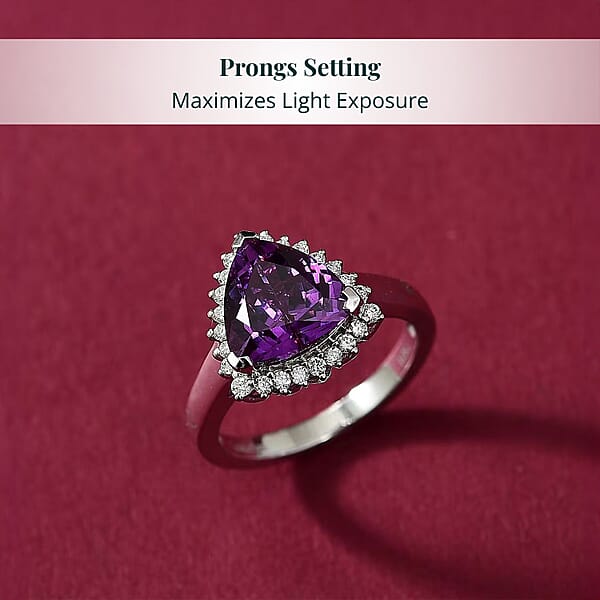 Certified & Appraised Luxuriant AAA Lab Grown Purple Sapphire And E-F VS Lab Grown Diamond 5.17 Ctw Ring In 10K White Gold