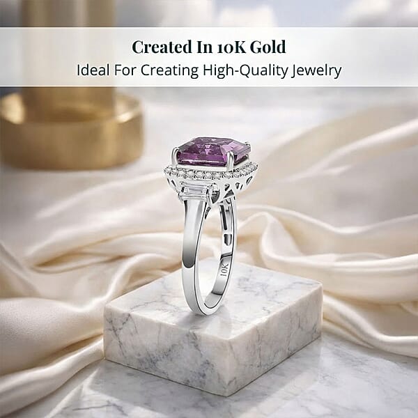 Certified & Appraised Luxuriant AAA Lab Grown Purple Sapphire And E-F VS Lab Grown Diamond 7.16 Ctw Ring In 10K White Gold