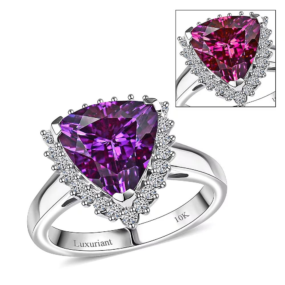 Certified & Appraised Luxuriant AAA Lab Grown Purple Sapphire and E-F VS Lab Grown Diamond 5.17 ctw Ring in 10K White Gold