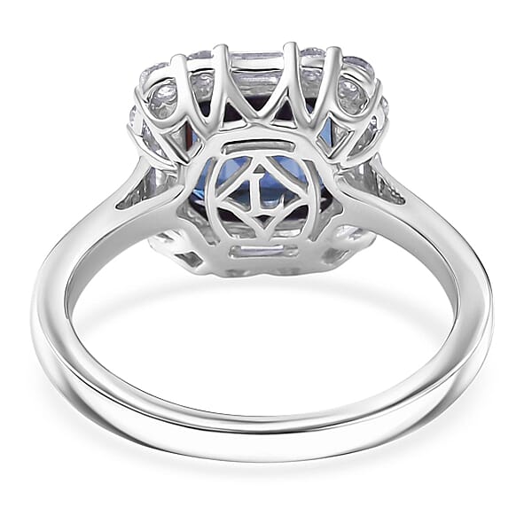 Certified & Appraised Luxuriant Asscher Cut AAA Lab Grown Alexandrite And Diamond G-H SI 3.56 Ctw Ring In 10K White Gold