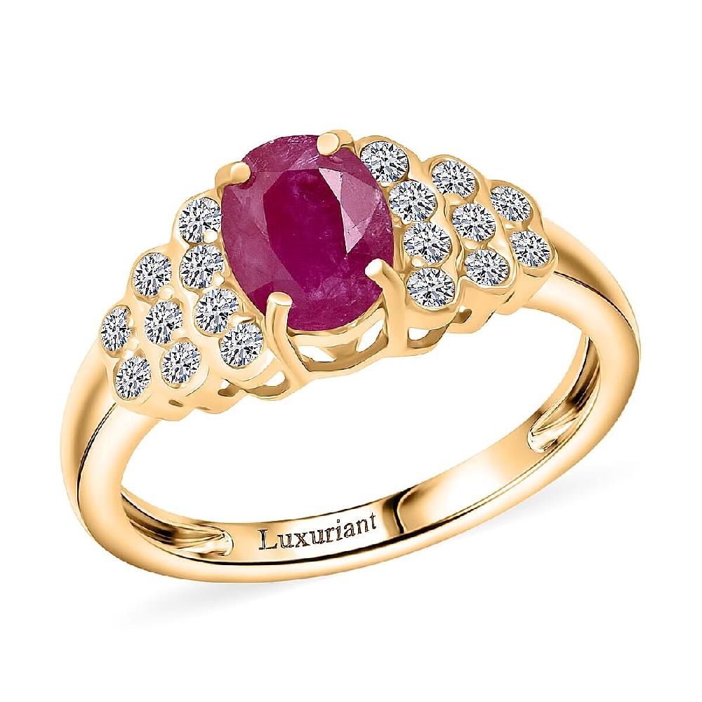 Certified & Appraised Premium Montepuez Ruby and Luxuriant Lab Grown Diamond G-H SI 1.76 ctw Ring in 10K Yellow Gold