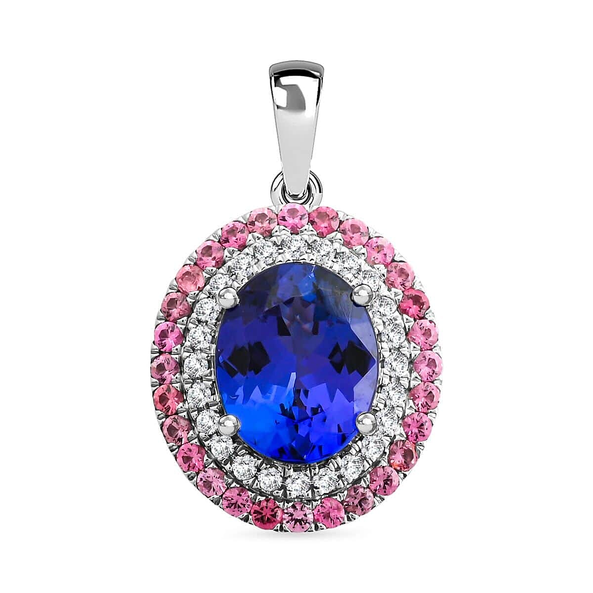 Certified & Appraised Rhapsody 3.75 ctw AAAA Tanzanite Pink Spinel and E-F VS Diamond Pendant without Chain in 950 Platinum
