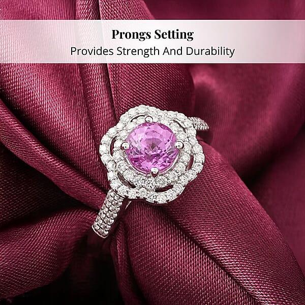 Certified & Appraised Rhapsody 950 Platinum AAA Madagascar Pink Sapphire Diamond (F-E VS) (0.41 Cts) Ring (7 G) 1.75 Ctw
