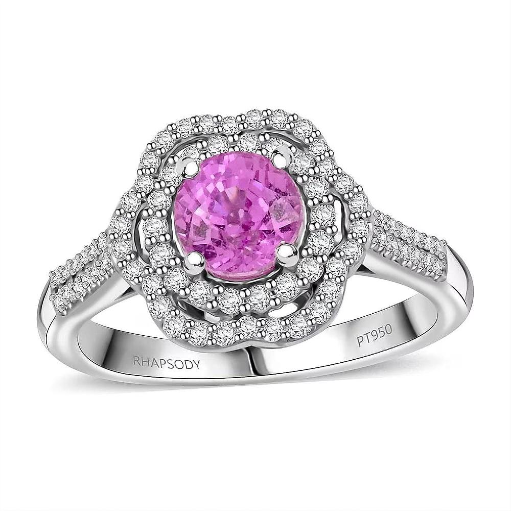 Certified & Appraised Rhapsody 950 Platinum AAA Madagascar Pink Sapphire Diamond (F-E VS) (0.41 cts) Ring (7 g) 1.75 ctw