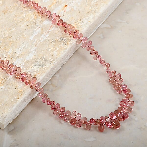 Certified & Appraised Rhapsody 950 Platinum AAA Morro Redondo Pink Tourmaline Beaded Graduation Necklace 18 Inches 40.00 Ctw