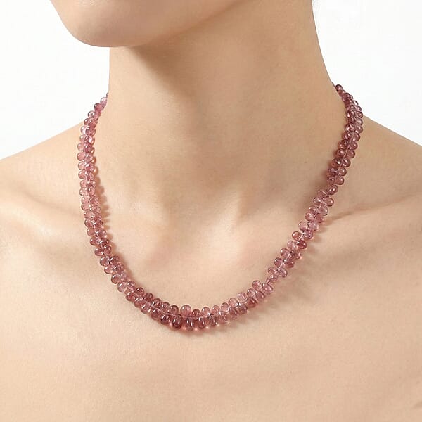 Certified & Appraised Rhapsody 950 Platinum AAA Morro Redondo Pink Tourmaline Beaded Graduation Necklace 18 Inches 40.00 Ctw