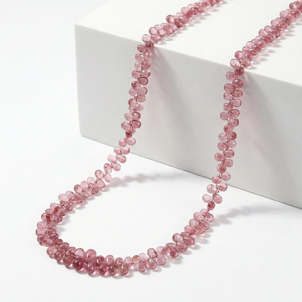 Certified & Appraised Rhapsody 950 Platinum AAA Morro Redondo Pink Tourmaline Beaded Graduation Necklace 18 Inches 40.00 ctw