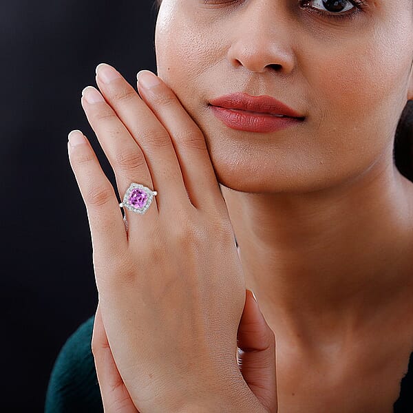 Certified & Appraised Rhapsody 950 Platinum AAA Patroke Kunzite And E-F VS Diamond Floral Ring 5.90 Grams 4.50 Ctw