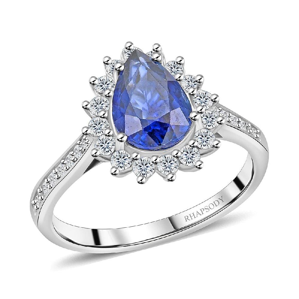 Certified & Appraised Rhapsody 950 Platinum AAAA Ceylon Blue Sapphire and E-F VS Diamond Ring 5.86 Grams 2.60 ctw