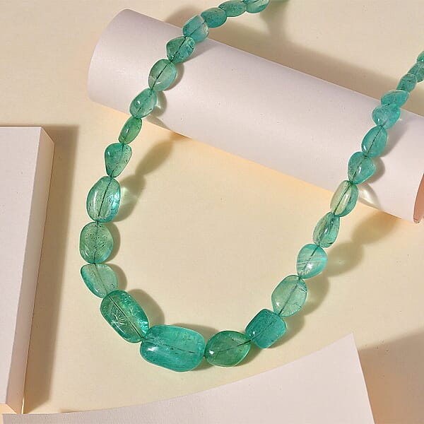 Certified & Appraised Rhapsody 950 Platinum AAAA Emerald Beaded Graduated Necklace 18-20 Inches With Extender 170.00 Ctw