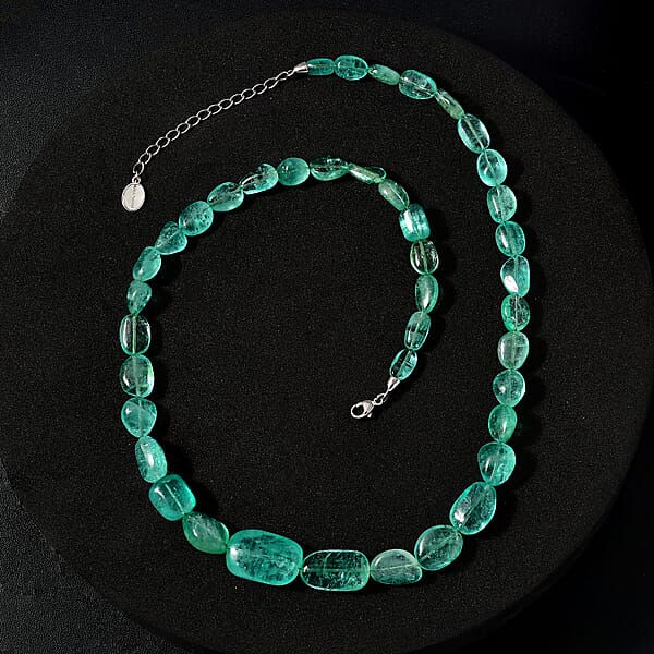 Certified & Appraised Rhapsody 950 Platinum AAAA Emerald Beaded Graduated Necklace 18-20 Inches With Extender 170.00 Ctw