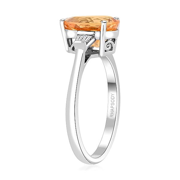 Certified & Appraised Rhapsody 950 Platinum AAAA Imperial Topaz Diamond (E-F VS) (0.16 Cts) Ring (5.84 G) 3.50 Ctw