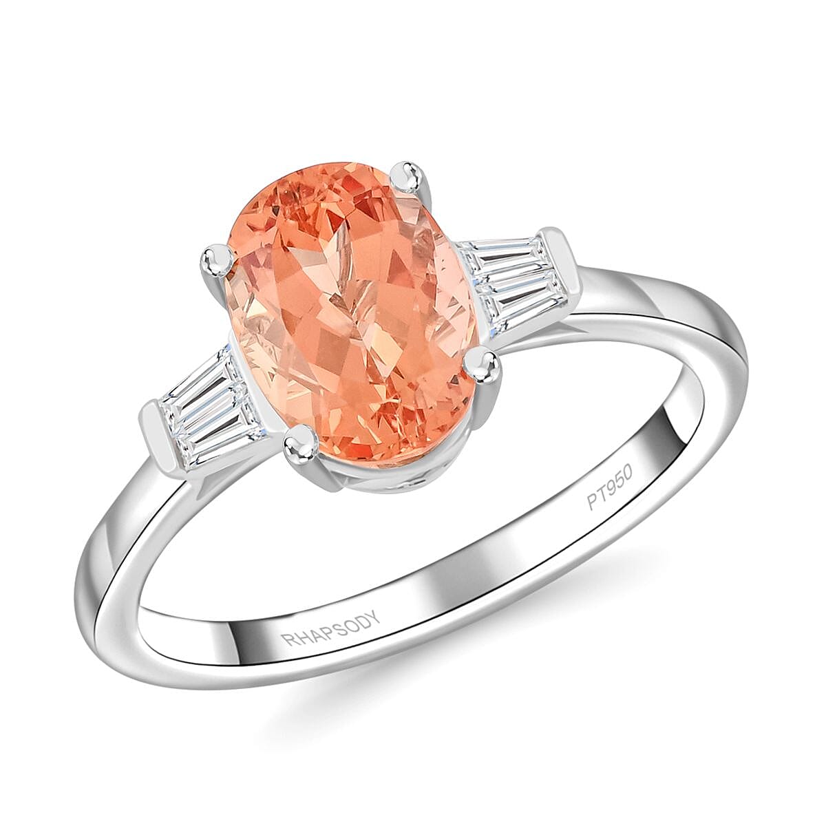 Certified & Appraised Rhapsody 950 Platinum AAAA Imperial Topaz Diamond (E-F VS) Ring (5.21 g) 3.30 ctw