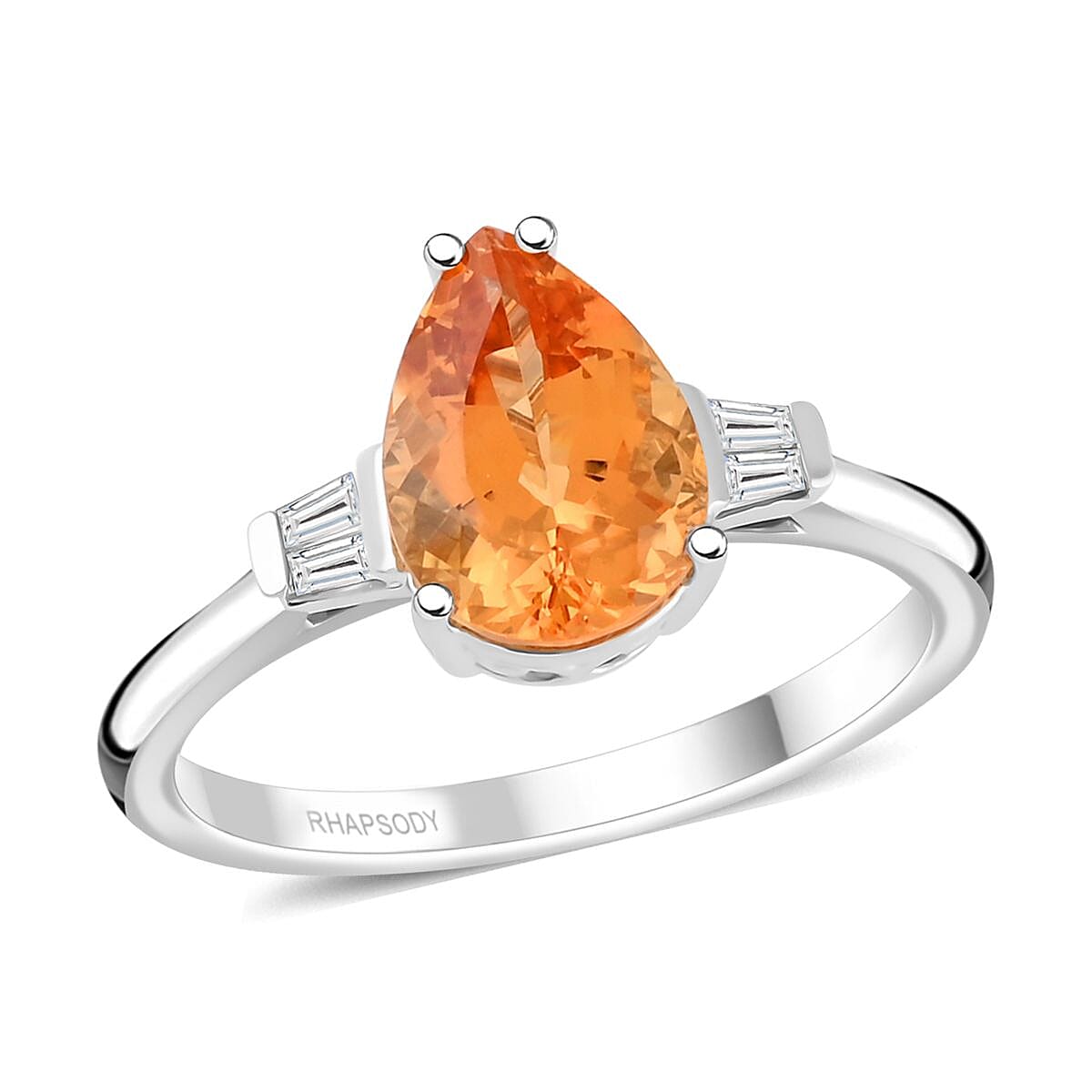 Certified & Appraised Rhapsody 950 Platinum AAAA Imperial Topaz Diamond (E-F VS) (0.16 cts) Ring (5.84 g) 3.50 ctw
