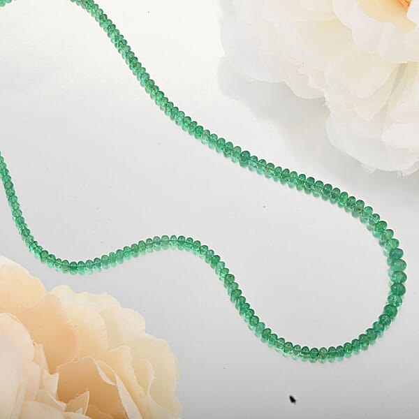 Certified & Appraised Rhapsody 950 Platinum AAAA Kagem Zambian Emerald Beaded Graduation Necklace 18 Inches 50.00 Ctw