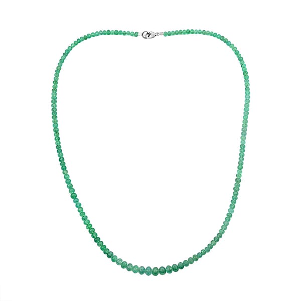 Certified & Appraised Rhapsody 950 Platinum AAAA Kagem Zambian Emerald Beaded Graduation Necklace 18 Inches 50.00 Ctw