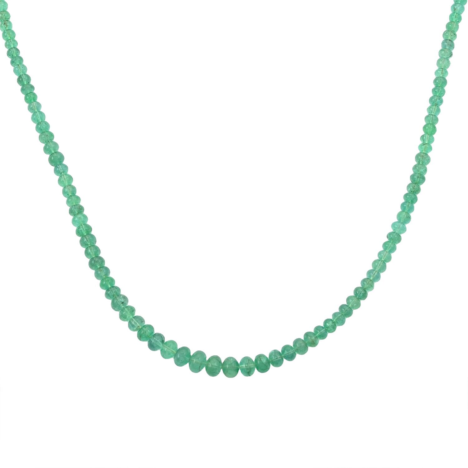 Certified & Appraised Rhapsody 950 Platinum AAAA Kagem Zambian Emerald Beaded Graduation Necklace 18 Inches 50.00 ctw