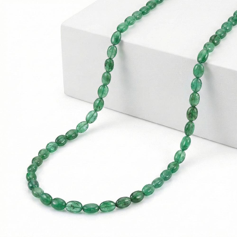 Certified & Appraised Rhapsody 950 Platinum AAAA Kagem Zambian Emerald Beaded Graduation Necklace 18 Inches 40.00 ctw