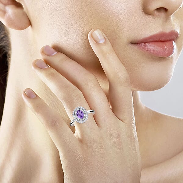 Certified & Appraised Rhapsody 950 Platinum AAAA Madagascar Purple Sapphire And E-F VS Diamond Ring 6.15 Grams 1.25 Ctw