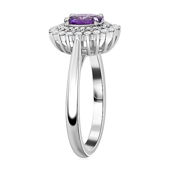 Certified & Appraised Rhapsody 950 Platinum AAAA Madagascar Purple Sapphire And E-F VS Diamond Ring 6.15 Grams 1.25 Ctw