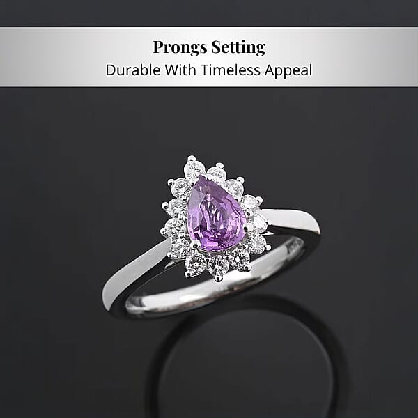 Certified & Appraised Rhapsody 950 Platinum AAAA Madagascar Purple Sapphire And E-F VS Diamond Ring 5.40 Grams 1.00 Ctw